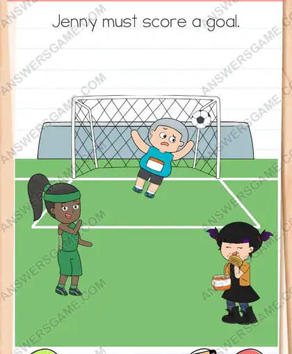 Jenny must score a goal. Brain Test 4 Level 90