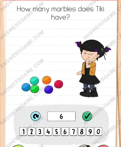 How many marbles does Tiki have. Brain Test 4 Level 92