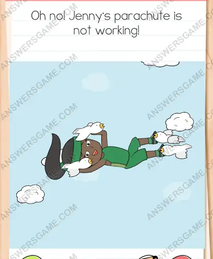 Oh no! Jenny's parachute is not working. Brain Test 4 Level 93