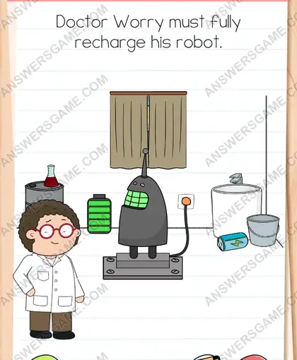 Doctor Worry must fully recharge his robot. Brain Test 4 Level 96
