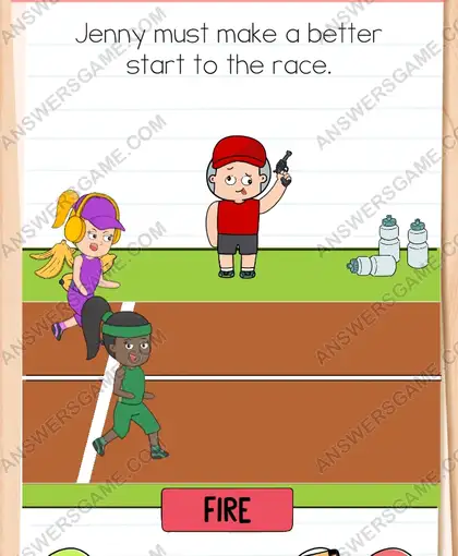 Jenny must make a better start to the race. Brain Test 4 Level 97