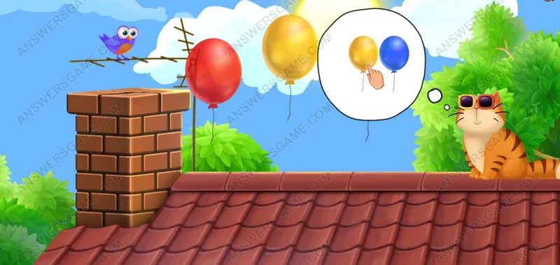 Select the green balloon. Pet's Riddles Level 62