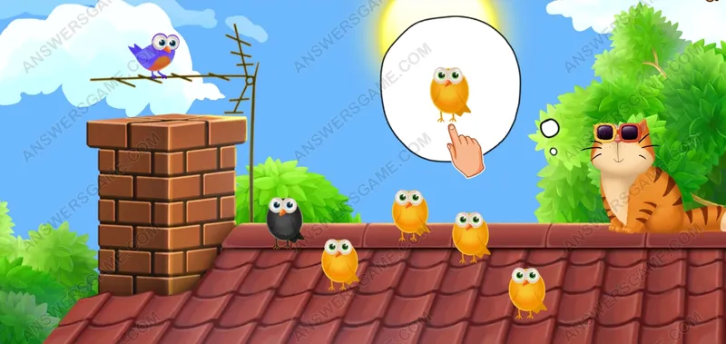 Find the fifth yellow birds. Pet's Riddles Level 69