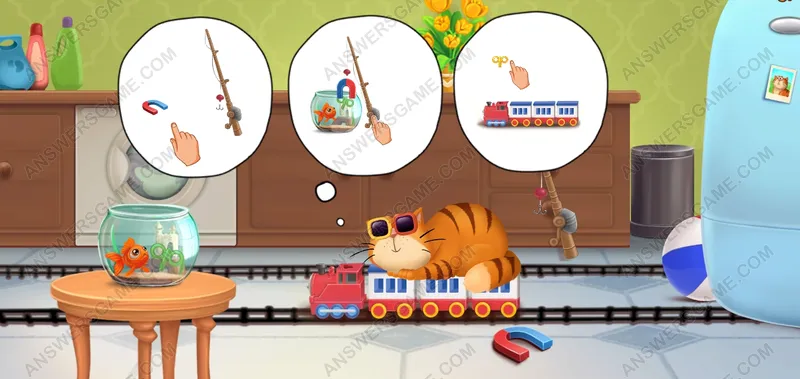 Start the train. Pet's Riddles Level 23