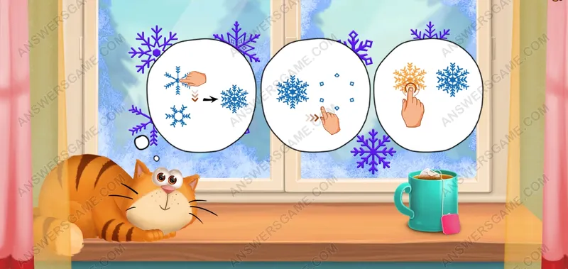 Encuentra dos copos de nieve idénticos. Pet's Riddles Nivel 37