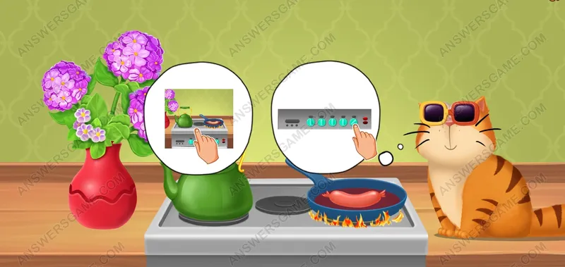 Ayuda a Muffin a conseguir la salchicha. Pet's Riddles Nivel 11