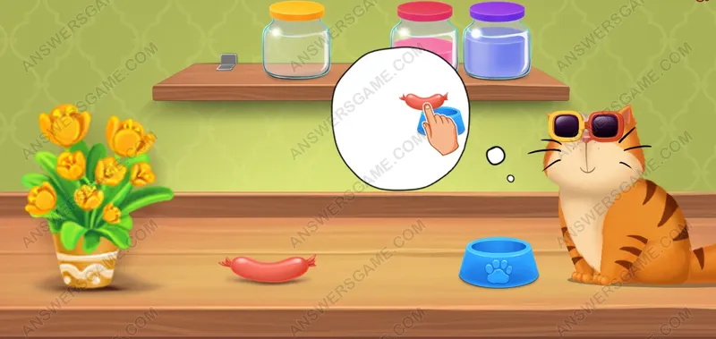 Help Muffin get the sausage. Pet's Riddles Level 1