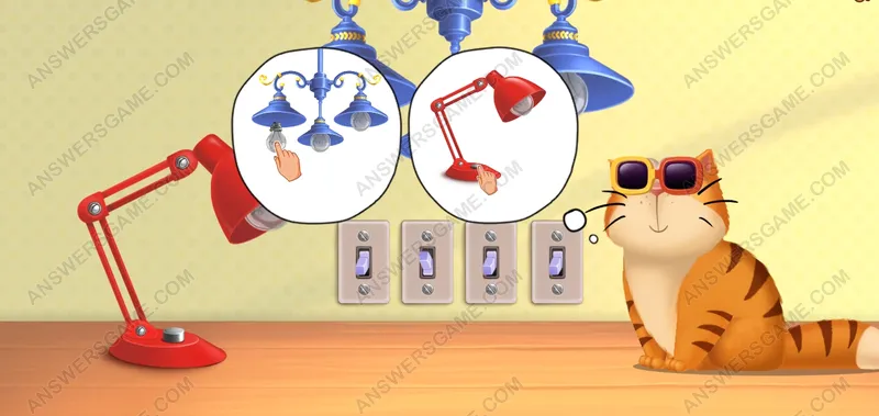 Turn on all of the lamps. Pet's Riddles Level 38