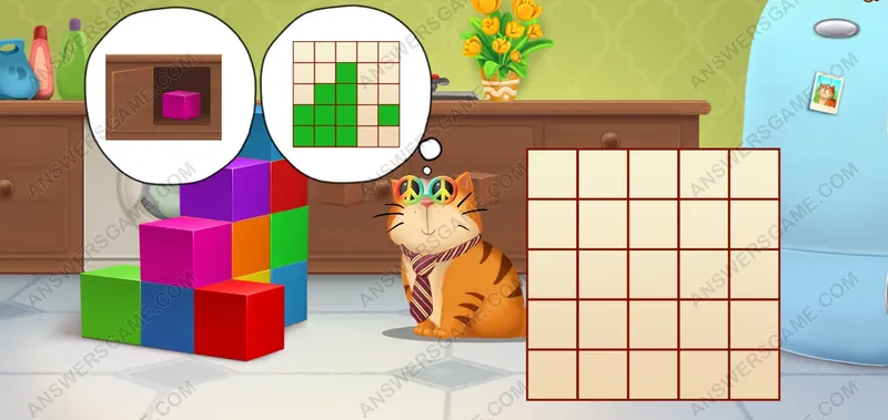 What figure from cubes did Muffin build. Pet's Riddles Level 101