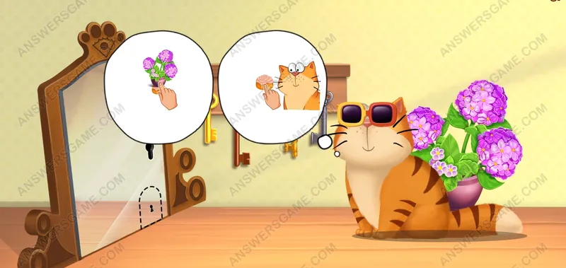 Ayuda a Muffin a entrar en el espejo. Pet's Riddles Nivel 43