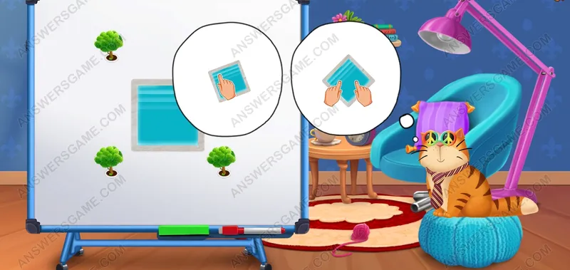 Agranda el estanque 2 veces sin tocar los árboles. Pet's Riddles Nivel 98