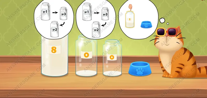 Give Muffin exactly one liter of milk. Pet's Riddles Level 58