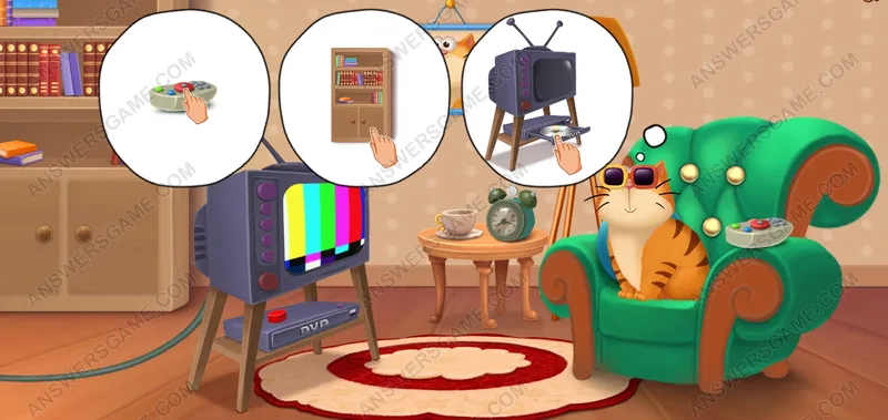 Pon la película favorita de Muffin. Pet's Riddles Nivel 17