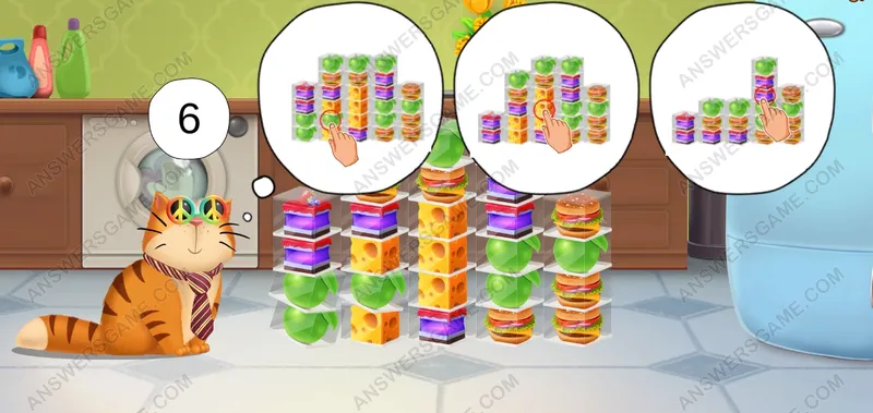 Collect all the items in 6 moves. Pet's Riddles Level 100