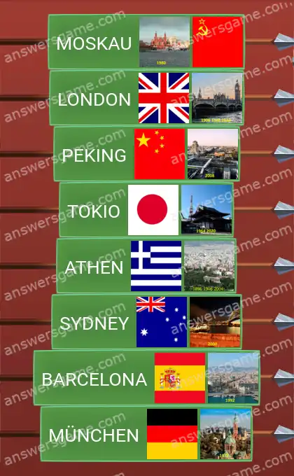 Lösungen für Word Logic Schloss 1 Austragungsorte der Olympischen Spiele