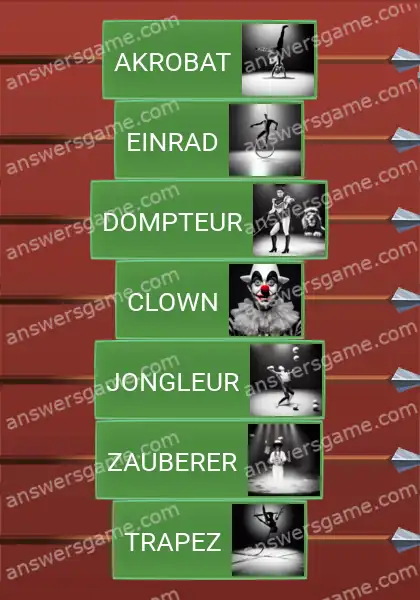 Lösungen für Word Logic Schloss 2 Zirkusartisten