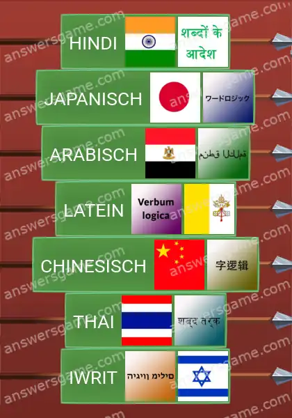 Lösungen für Word Logic Schloss 2 Sprachen der Welt