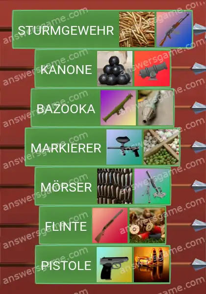 Lösungen für Word Logic Schloss 2 Schusswaffen