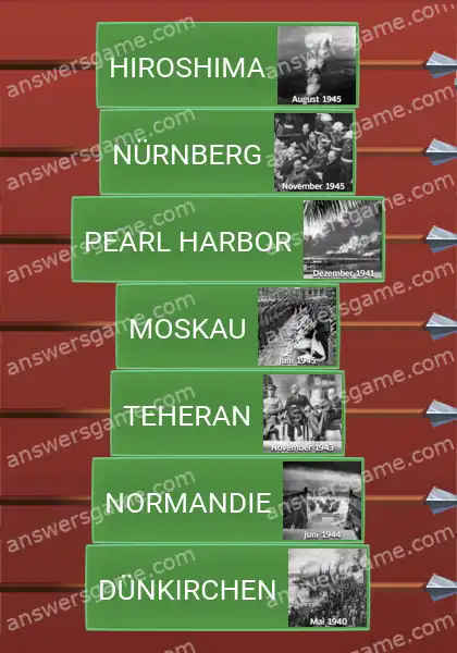 Lösungen für Word Logic Schloss 3 Szenen aus dem 2. Weltkrieg