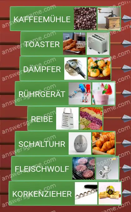 Lösungen für Word Logic Schloss 3 Küchenausstattung