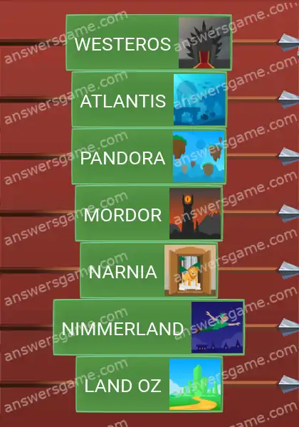 Lösungen für Word Logic Schloss 4 Fiktive Länder