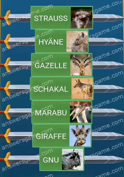 Lösungen für Word Logic Schloss 4 Bewohner der Savanne