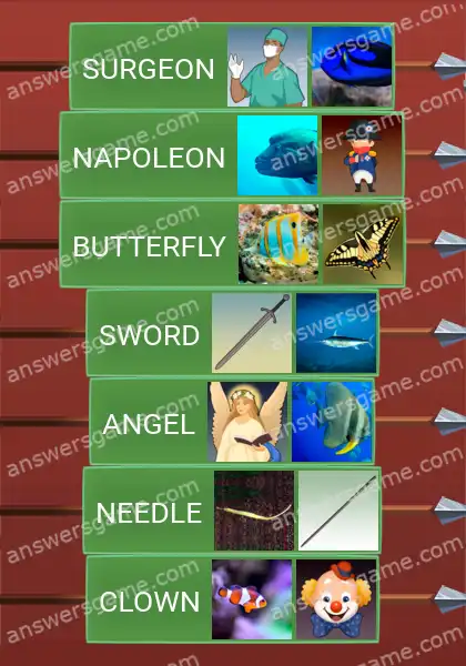 Answers to the game Word Logic Castle 1 Compound fish names