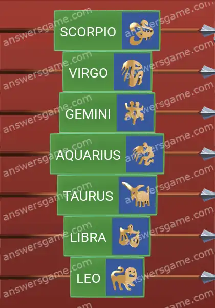 Answers to the game Word Logic Castle 1 Zodiac