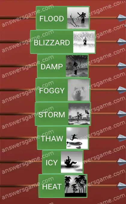 Answers to the game Word Logic Castle 1 Rough weather