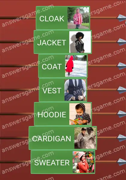 Answers to the game Word Logic Castle 1 Outerwear