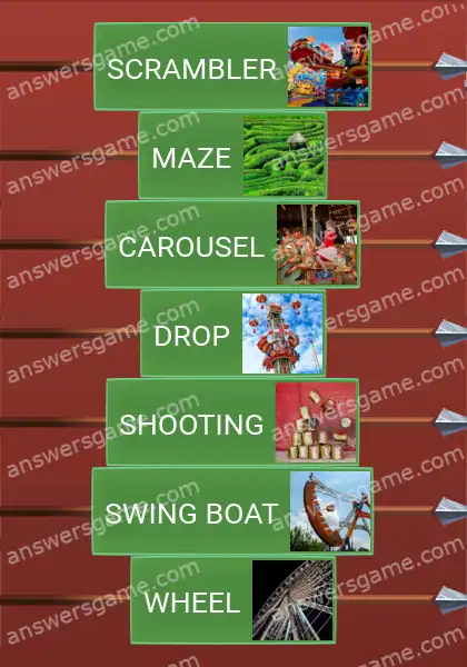 Answers to the game Word Logic Castle 2 Amusement park