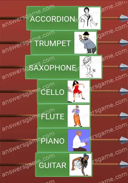 Answers to the game Word Logic Castle 2 Hidden instruments