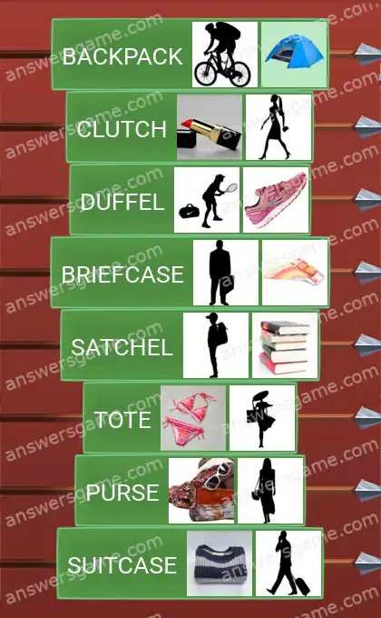 Answers to the game Word Logic Castle 2 Bag for any occasion