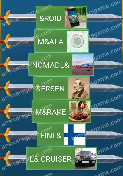 Answers to the game Word Logic Castle 2 Ampersand day