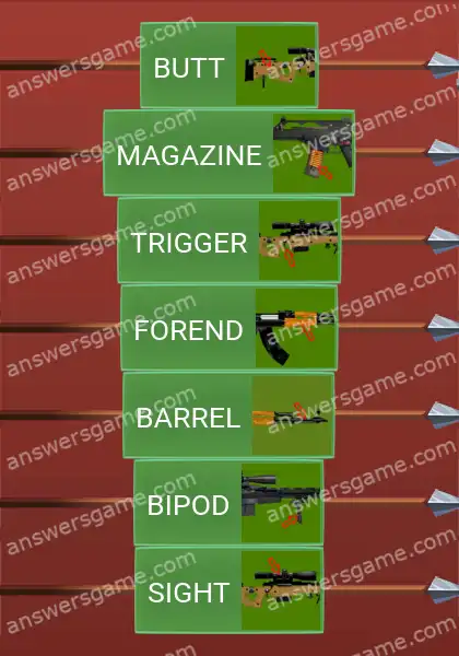 Answers to the game Word Logic Castle 2 Breaking down a gun