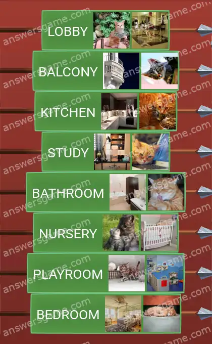 Answers to the game Word Logic Castle 2 Cats & Rooms