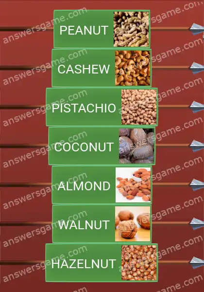 Answers to the game Word Logic Castle 2 Nut or Not