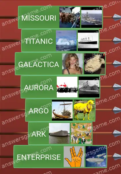 Answers to the game Word Logic Castle 2 Legendary ships