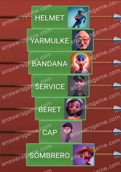 Answers to the game Word Logic Castle 3 Headgear