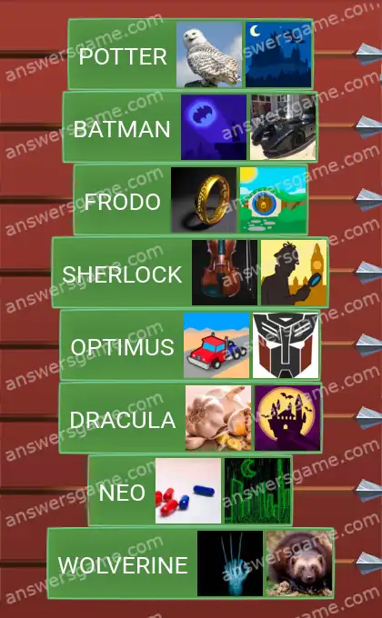 Answers to the game Word Logic Castle 3 Heros and antiheros