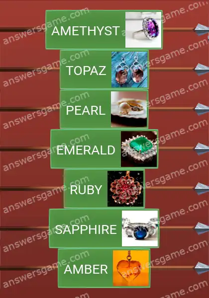 Answers to the game Word Logic Castle 3 Jewelry