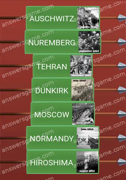 Answers to the game Word Logic Castle 3 WWII scenes