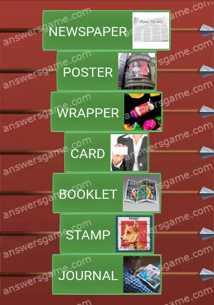 Answers to the game Word Logic Castle 3 Printed goods