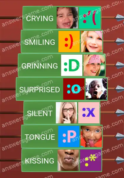 Answers to the game Word Logic Castle 3 Emoticons