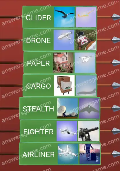 Answers to the game Word Logic Castle 3 Aircrafts