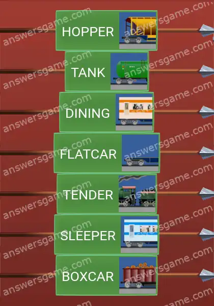 Answers to the game Word Logic Castle 3 Railroad cars
