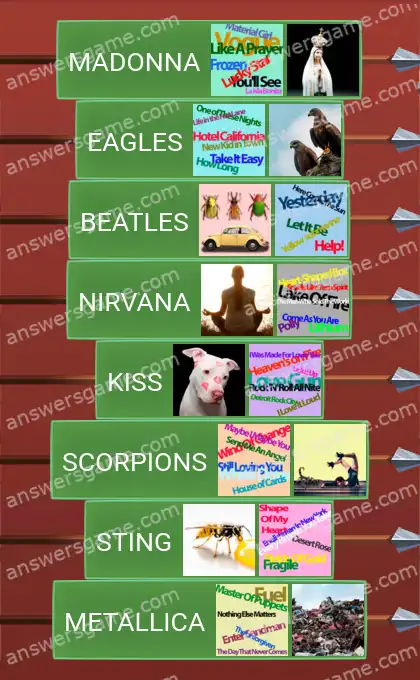 Answers to the game Word Logic Castle 3 Real rockstars