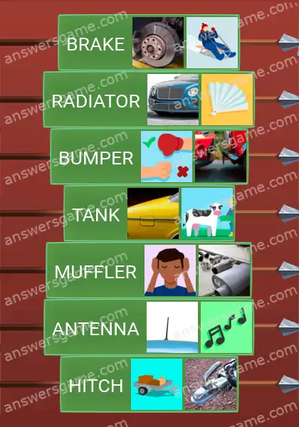 Answers to the game Word Logic Castle 3 Car hood up