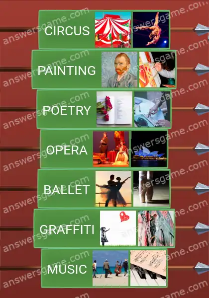 Answers to the game Word Logic Castle 4 Arts