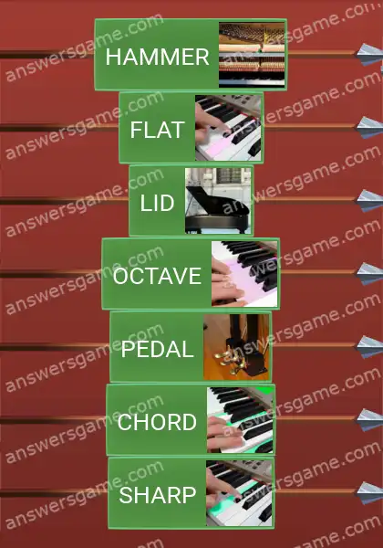 Answers to the game Word Logic Castle 4 Piano science